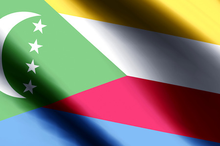 Comores stylish waving and closeup flag illustration. Perfect for background or texture purposes.