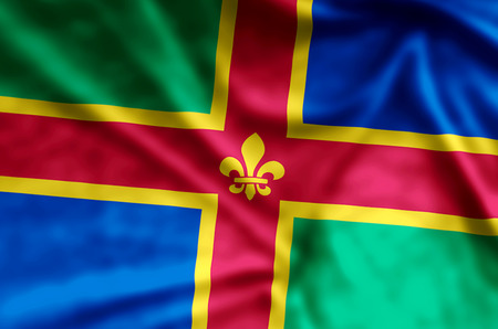 Lincolnshire stylish waving and closeup flag illustration. Perfect for background or texture purposes.の写真素材