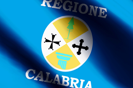 Calabria stylish waving and closeup flag illustration. Perfect for background or texture purposes.の写真素材