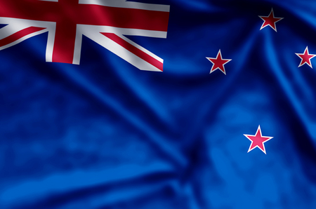 New Zealand stylish waving and closeup flag illustration. Perfect for background or texture purposes.の写真素材