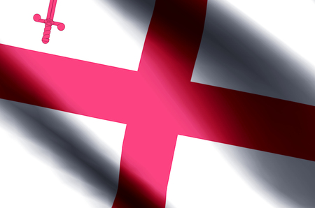 The  City London stylish waving and closeup flag illustration. Perfect for background or texture purposes.の写真素材