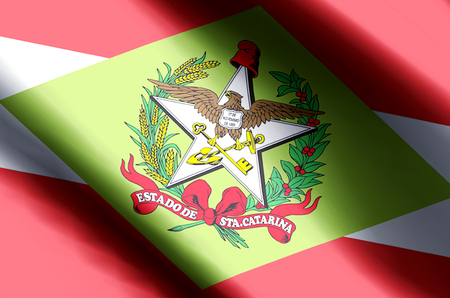 Santa Catarina stylish waving and closeup flag illustration. Perfect for background or texture purposes.の写真素材