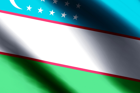 Uzbekistan stylish waving and closeup flag illustration. Perfect for background or texture purposes.の写真素材