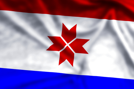 Mordovia stylish waving and closeup flag illustration. Perfect for background or texture purposes.の写真素材