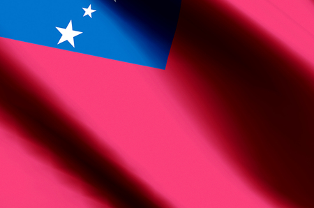 Samoa stylish waving and closeup flag illustration. Perfect for background or texture purposes.の写真素材