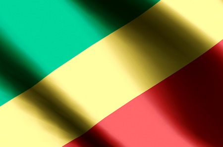 Republic Of Congo stylish waving and closeup flag illustration. Perfect for background or texture purposes.の写真素材