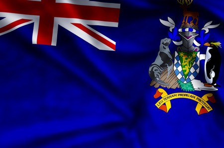 South georgia and the south sandwich islands stylish waving and closeup flag illustration. Perfect for background or texture purposes.の写真素材
