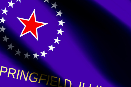 Springfield Illinois stylish waving and closeup flag illustration. Perfect for background or texture purposes.の写真素材