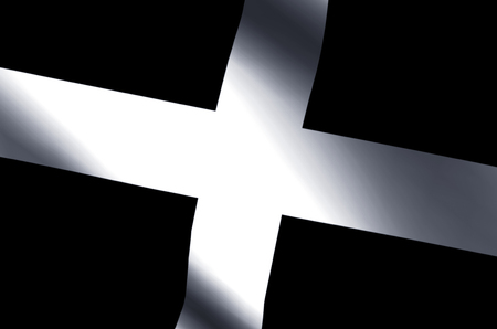 Cornwall stylish waving and closeup flag illustration. Perfect for background or texture purposes.の写真素材