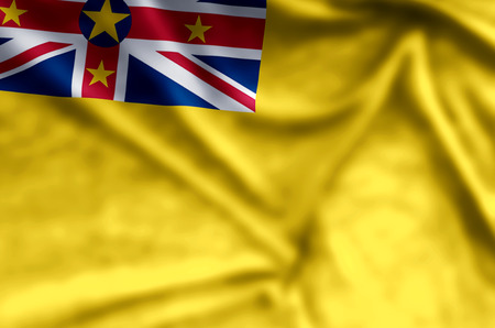 Niue stylish waving and closeup flag illustration. Perfect for background or texture purposes.の写真素材