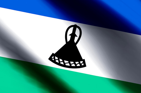 Lesotho stylish waving and closeup flag illustration. Perfect for background or texture purposes.の写真素材