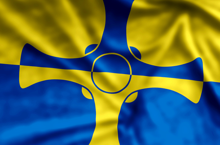 County Durham stylish waving and closeup flag illustration. Perfect for background or texture purposes.の写真素材