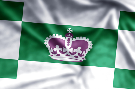 Charlottetown stylish waving and closeup flag illustration. Perfect for background or texture purposes.の写真素材