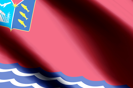 Magadan stylish waving and closeup flag illustration. Perfect for background or texture purposes.の写真素材