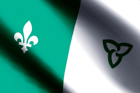 Franco-Ontarian stylish waving and closeup flag illustration. Perfect for background or texture purposes.の写真素材