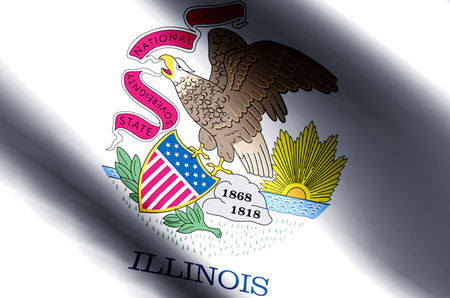 Illinois stylish waving and closeup flag illustration. Perfect for background or texture purposes.の写真素材
