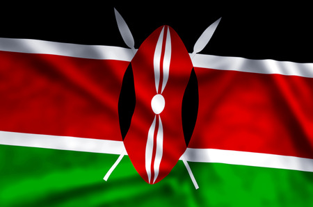 Kenya stylish waving and closeup flag illustration. Perfect for background or texture purposes.の写真素材