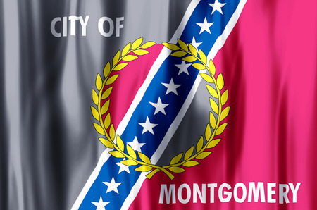 Montgomery Alabama stylish waving and closeup flag illustration. Perfect for background or texture purposes.の写真素材