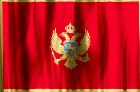 Montenegro stylish waving and closeup flag illustration. Perfect for background or texture purposes.の写真素材