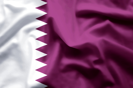 Qatar stylish waving and closeup flag illustration. Perfect for background or texture purposes.