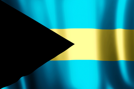 Bahamas stylish waving and closeup flag illustration. Perfect for background or texture purposes.の写真素材