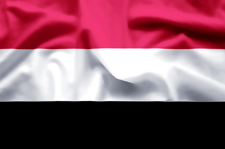 Yemen stylish waving and closeup flag illustration. Perfect for background or texture purposes.の写真素材