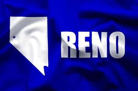Reno stylish waving and closeup flag illustration. Perfect for background or texture purposes.の写真素材