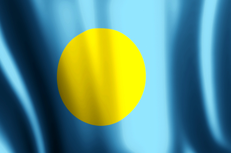 Palau stylish waving and closeup flag illustration. Perfect for background or texture purposes.の写真素材