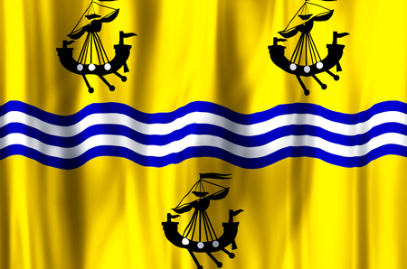 Western Isles Council  stylish waving and closeup flag illustration. Perfect for background or texture purposes.の写真素材