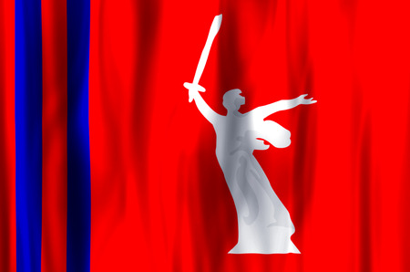 Volgograd stylish waving and closeup flag illustration. Perfect for background or texture purposes.の写真素材