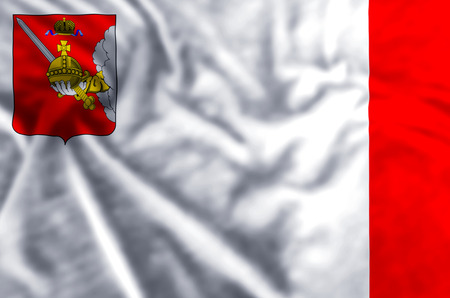 Vologda stylish waving and closeup flag illustration. Perfect for background or texture purposes.の写真素材