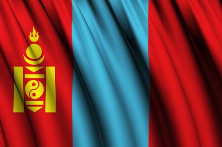Mongolia waving flag illustration. Countries of Asia. Perfect for background and texture usage.の写真素材