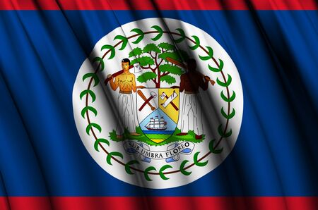 Belize waving flag illustration. Countries of North and Central America. Perfect for background and texture usage.の写真素材