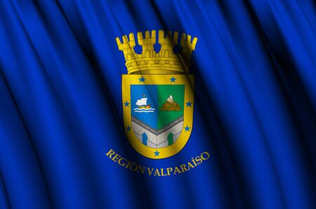 Valparaiso waving flag illustration. Regions of Chile. Perfect for background and texture usage.の写真素材