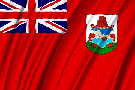 Bermuda waving flag illustration. Countries of North and Central America. Perfect for background and texture usage.の写真素材