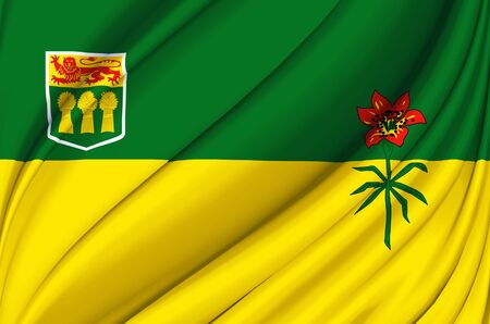 Saskatchewan waving flag illustration. States, cities and Regions of Canada. Perfect for background and texture usage.の写真素材