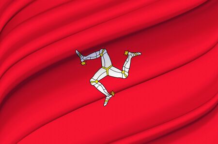 Isle Of Man waving flag illustration. Countries of Europe. Perfect for background and texture usage.の写真素材