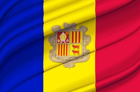 Andorra waving flag illustration. Countries of Europe. Perfect for background and texture usage.の写真素材