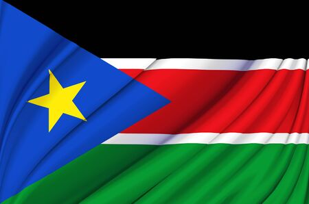 South Sudan waving flag illustration. Countries of Africa. Perfect for background and texture usage.の写真素材