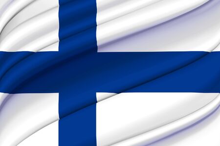 Finland waving flag illustration. Countries of Europe. Perfect for background and texture usage.の写真素材