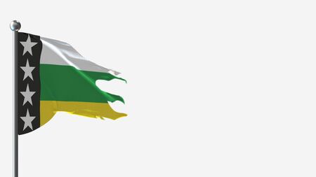 Orellana Ecuador 3D tattered waving flag illustration on Flagpole. Perfect for background with space on the right side.の写真素材