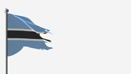 Botswana 3D tattered waving flag illustration on Flagpole. Perfect for background with space on the right side.の写真素材