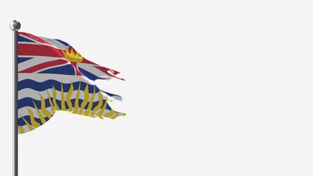 British Columbia 3D tattered waving flag illustration on Flagpole. Perfect for background with space on the right side.の写真素材