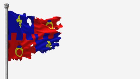 Montgomery County 3D tattered waving flag illustration on Flagpole. Isolated on white background with space on the right side.の写真素材