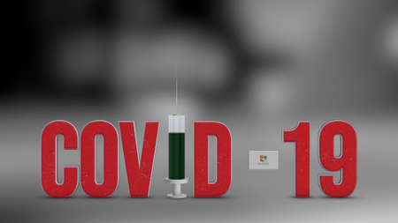Aricay Parinacota vaccination campaign illustration. Red 3D COVID-19 text rendering.の写真素材