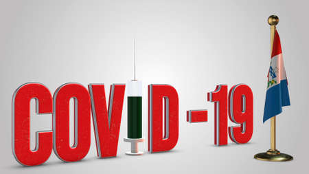 Alagoas vaccination campaign illustration. Red 3D COVID-19 text rendering.の写真素材