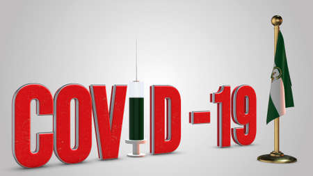 Andalusia vaccination campaign illustration. Red 3D COVID-19 text rendering.の写真素材