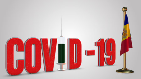 Andorra vaccination campaign illustration. Red 3D COVID-19 text rendering.の写真素材