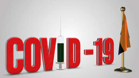 Cojedes vaccination campaign illustration. Red 3D COVID-19 text rendering.の写真素材