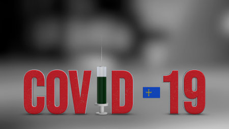 Asturias vaccination campaign illustration. Red 3D COVID-19 text rendering.の写真素材